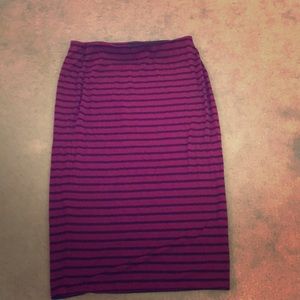 Burgundy striped skirt